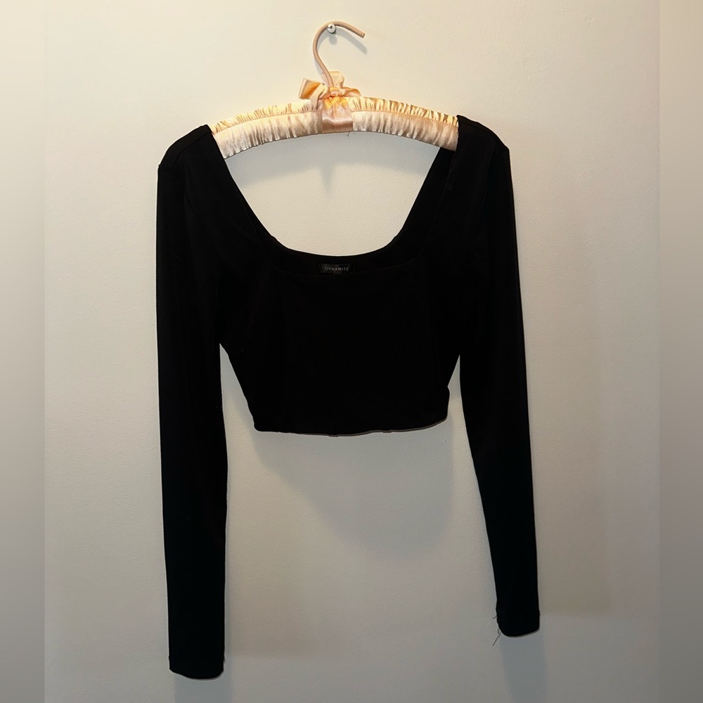 Dynamite Black Square Neck Crop Top - Picture 1 of 5